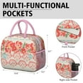 thumbnail image 6 of Lunch Bag Lunch Box for Women Reusable Insulated Lunch Cooler Bags,Large Capacity for Work Travel Picnic,Water-Resistant Pioneer Colorful Floral Lunch Tote Bag Gifts for Woman Mom Pink, 6 of 6