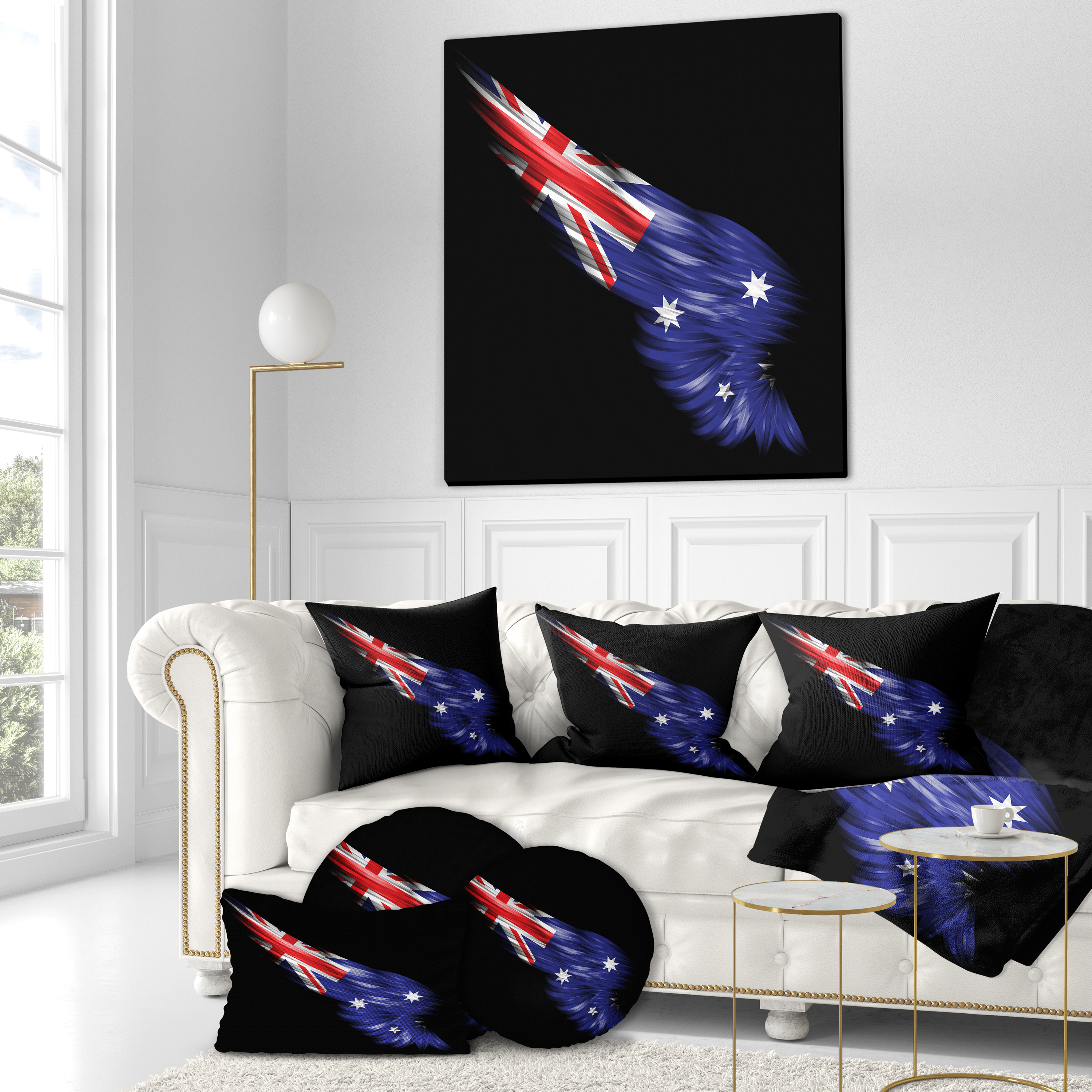 Designart Wing with Australian Flag - Abstract Throw Pillow - 16x16
