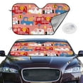 thumbnail image 2 of Fotbe Cartoon with Traffic Elements Car Windshield Sunshade | Sun Visor Protector Front Window Shade, Keeps Out UV Rays, Keeps Your Vehicle Cool-Medium, 2 of 7