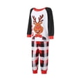 thumbnail image 3 of Family Christmas Pajamas  Elk Letter Printing Plaid Raglan Long Sleeve Round Collar Sleepwear for Mother/Father/Kid, 3 of 10