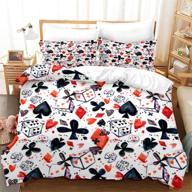 3D Abstract Playing Card Dice Quilt Cover Set Bedding Set Duvet Cover