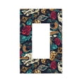 thumbnail image 1 of DouZhe 1-Gang Decorator/Rocker Wallplate, Vintage Skull Snake Flower Decorative Wall Plates, 1 of 7
