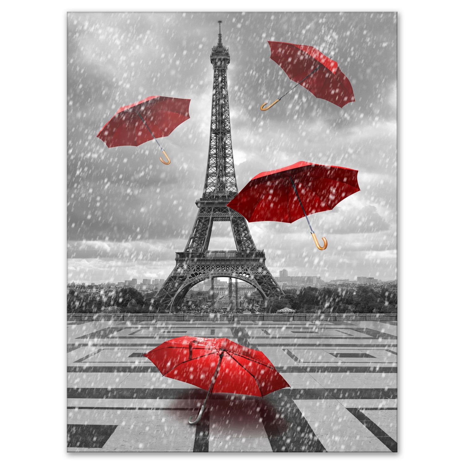 Designart Parapluie Volant avec Tour Eiffel Art mural sur toile