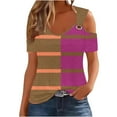 thumbnail image 6 of ATENAR Womens Shirts Loose Summer Tops for Women Short Sleeve Cold Shoulder Tee Hot Pink M, 6 of 6
