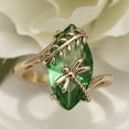 thumbnail image 3 of Visland Transparent Rhinestone Ring Emerald Faux Gemstone Dragonfly Decor Ring for Wedding, 3 of 7