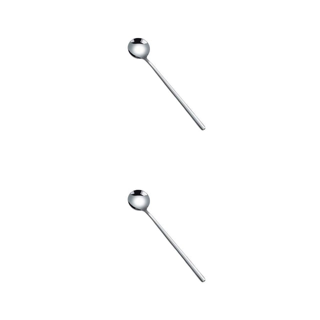 Guardoinrt 8 Pieces Stirring Spoon Stainless Steel Tea Stirrer Round Long Handle Solid Soup Flatware Tableware Kitchen Bar Cafe Cake Silver 17cm 2Set