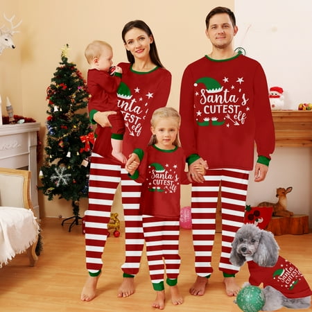 

Family Christmas Pajamas Sets Christmas Buffalo Plaid Stripe Print Sizes for Adult-Kids-Baby-Pet 2 Pieces Top and Pants Bodysuits Sleepwear Pajamas Set