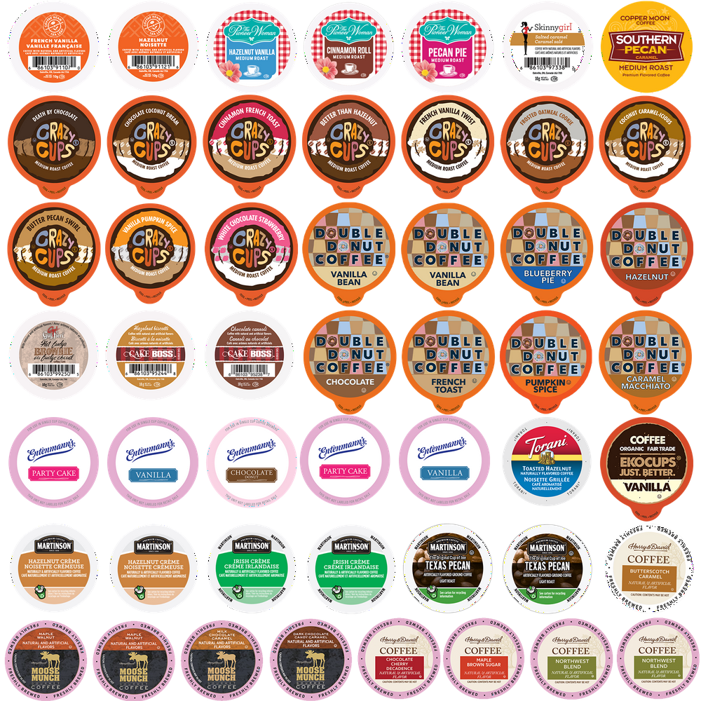 Perfect Samplers Flavored Coffee Pods Variety Pack, 50 Count for Keurig