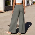 thumbnail image 5 of RFQWOVSR Women's Wide Leg Linen Pants with Pockets Button Zip Fly Loose Fit Casual Summer Trousers L, 5 of 5