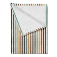 thumbnail image 2 of Brown and Blue Soft Flannel Fleece Blanket, Vertical Stripes Abstract Geometric Scribble Line Pattern Vintage Inspired, Cozy Plush for Indoor and Outdoor Use, 70" x 90", Multicolor, by Ambesonne, 2 of 5
