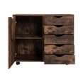 thumbnail image 6 of Drawer Dresser Storage Cabinet for Makeup Dresser Tall Chest of Drawers, Drawer Chest Makeup Cabinet with Wheels Wood Closet Storage Drawers for Bedroom -Color:Rustic Brown,Size:5 Drawer With Shelf, 6 of 10