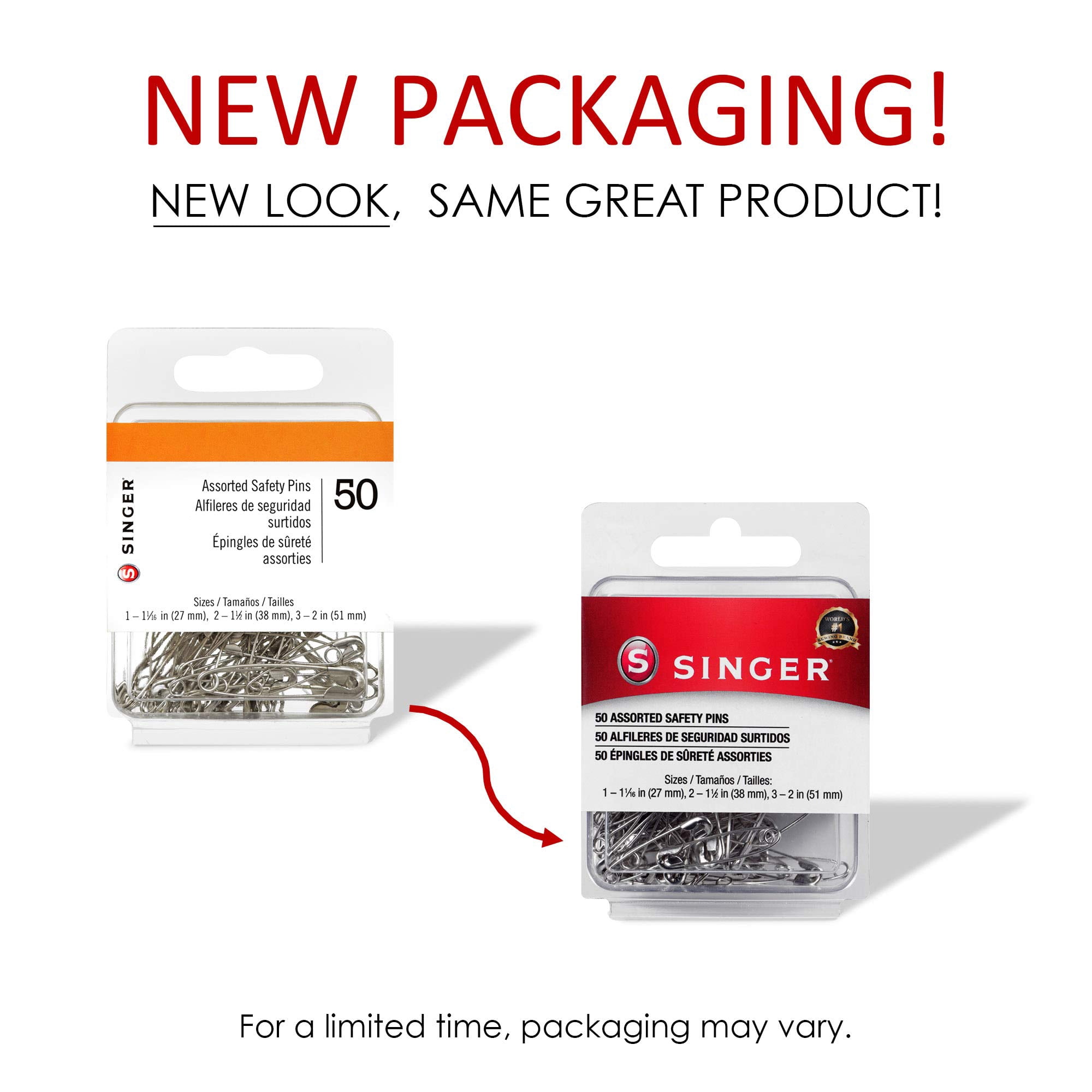 Singer Assorted Safety Pins (Pack of 14)