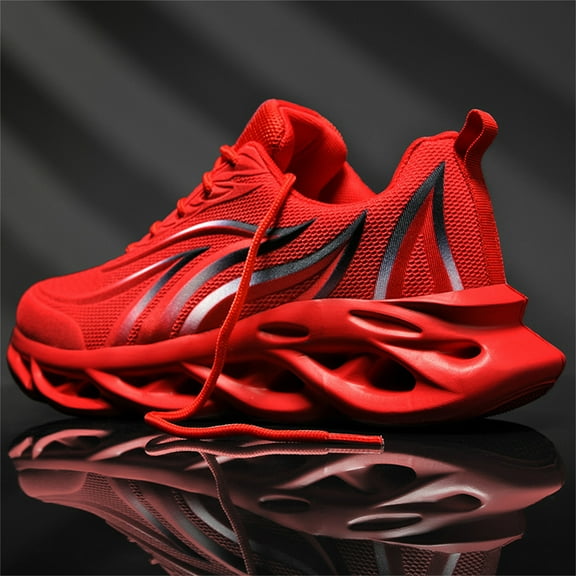 YYTLCH Air Cushion Sneakers for Men Mesh Breathable Walking Sport Youth Fashion Running Athletic Shoes Black Red Sneaker