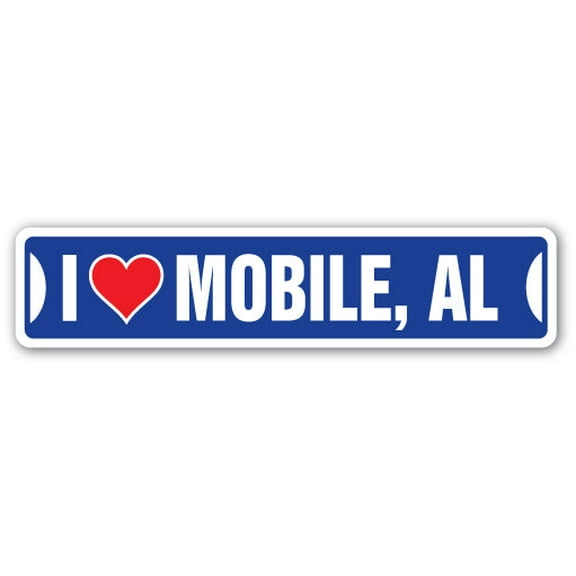 I LOVE MOBILE ALABAMA Street Sign al city state us wall road décor gift