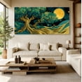 thumbnail image 6 of Oversized Canvas Wall Art Tree of Life with Sun and Moon, Green Abstract Nature Paintings, Modern Canvas Prints for Living Room Bedroom Home Decoration, 6 of 7
