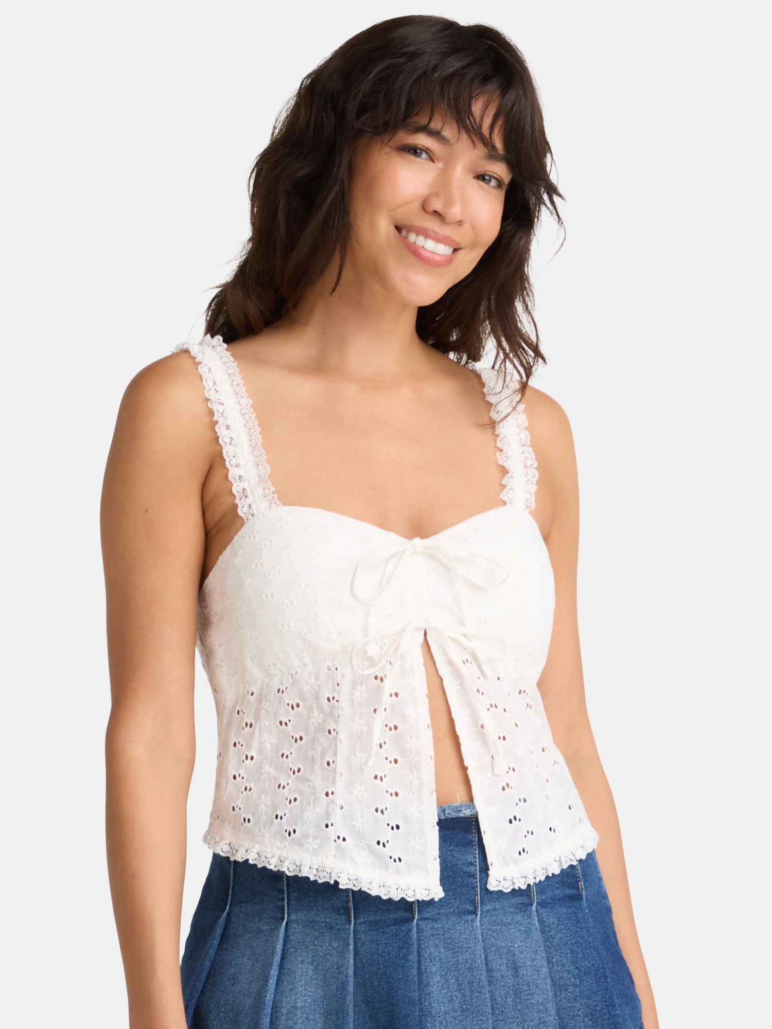 Madden NYC Women's Ribbon Top with Long Sleeves, Sizes XXS-XXL