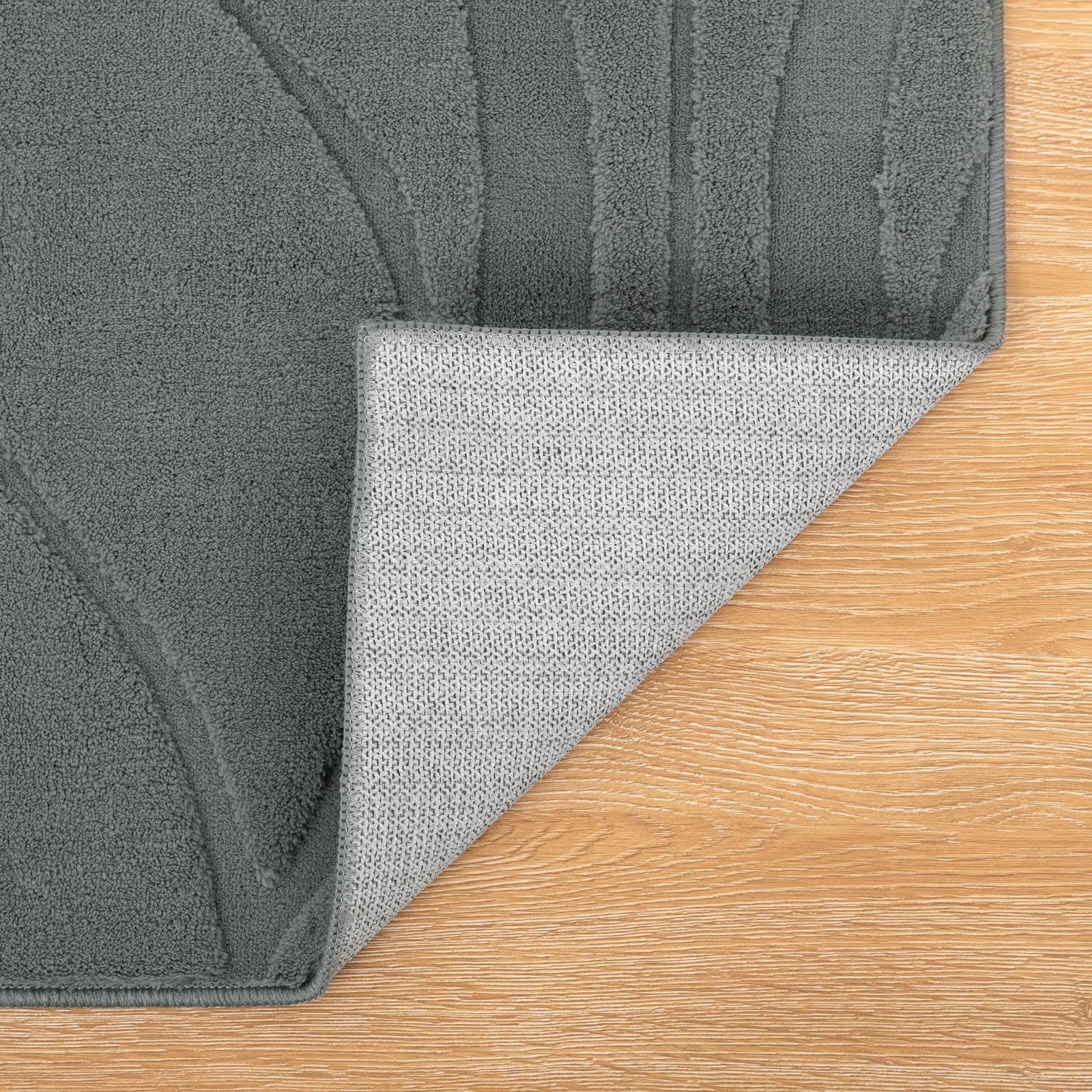 MeyJey 5'x8' Shag Area Rug for Living Room Modern High-Low Cut Machine Washable Rugs for Bedroom Dinning Room Office Decor Non-Slip Soft Carpet, Gray