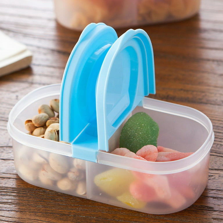Small Food Storage Container Plastic 2-compartment Food Organizer Box with  Lid, Portable Bento Box Meal Prep Container 