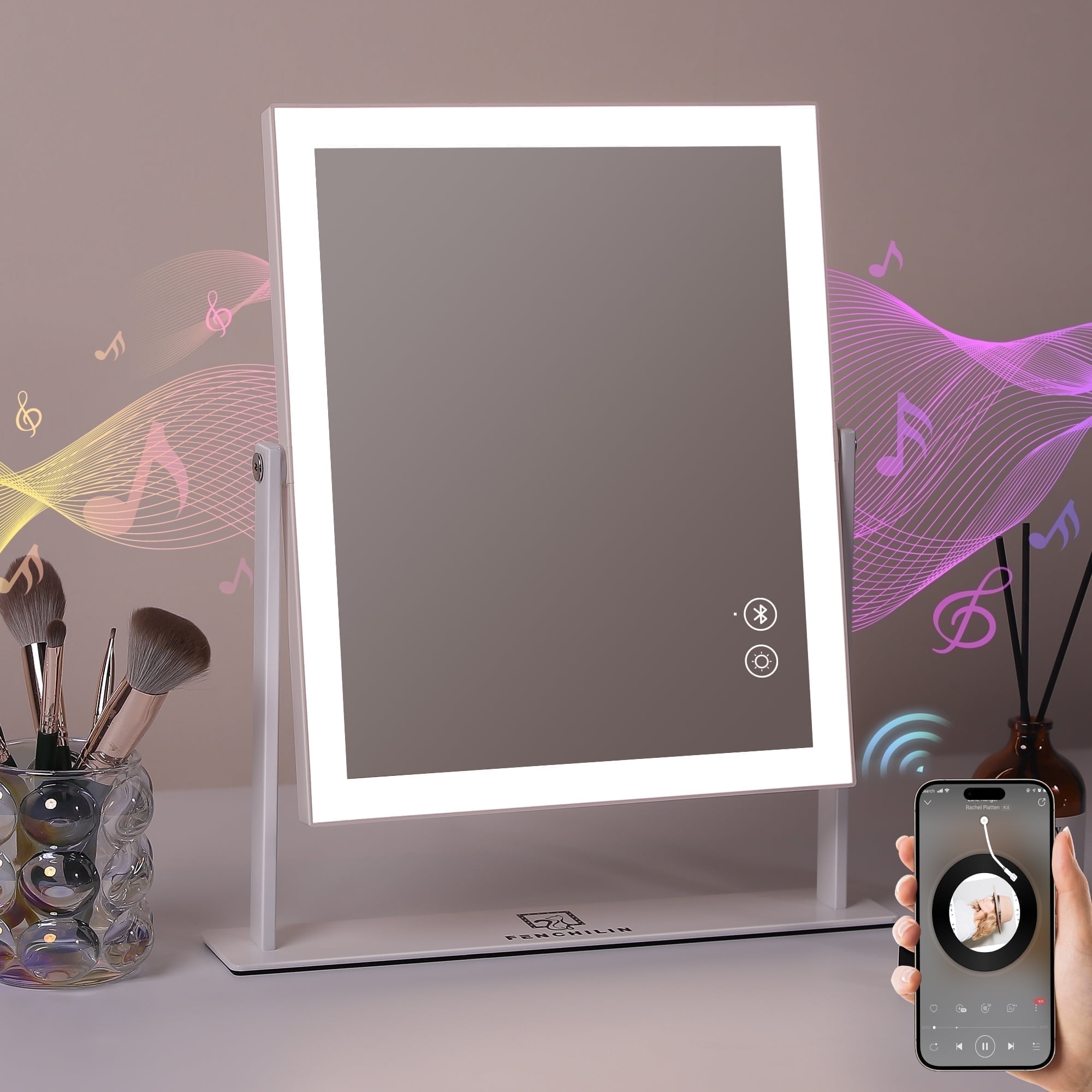Fenchilin 12x14 Vanity Makeup Mirror Bluetooth White photo 1