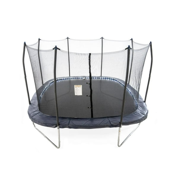 SKYWALKER TRAMPOLINES 13 FT, Square, Navy Outdoor Trampoline for Kids with Safety Enclosure Net and Lighted Spring Pad, ASTM Approval, Rust Resistant