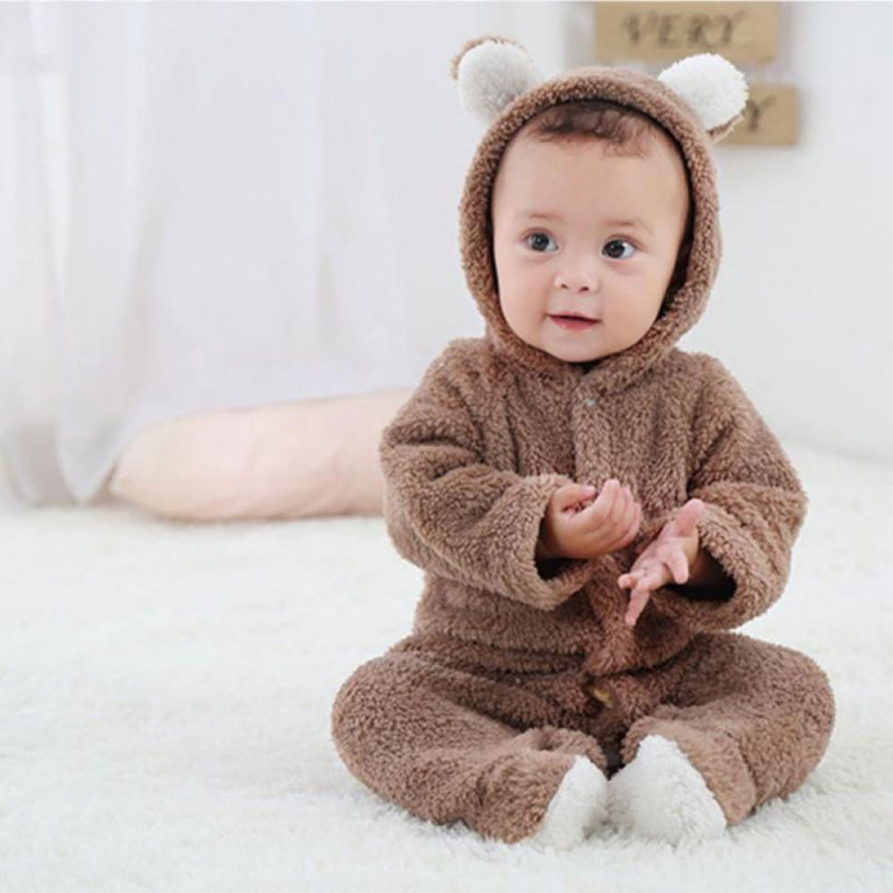 Infant Baby Boy Girl Romper Hooded Bear Jumpsuit Bodysuit Costume Outfits Tutu. 