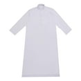 thumbnail image 3 of Wyobmus Men's Muslim Robe Solid Color Middle Round Collar Robe Long Style Long Sleeve Pullover Long Shirt Fashion Casual Robe White, 3 of 8