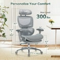 thumbnail image 2 of AFO Ergonomic Mesh Office Chair with Footrest – High-Back Executive Desk Chair with Adjustable Headrest, 3D Armrests, Lumbar Support & Tilt Lock – Grey, 2 of 9