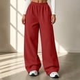 thumbnail image 6 of Women's Oversized Straight Wide Leg Sweat Pants Elastic High Waist Soft Wrinkle Resistant Loose Floor Fit Red S, 6 of 9