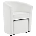 thumbnail image 2 of Hawthorne Collections Modern Faux Leather Accent Chair with Ottoman in White, 2 of 5
