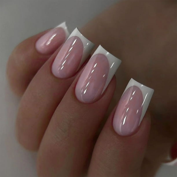 Xihbxyly Uñas Postizas Acrílicas, Elegantes Uñas Francesas Prensadas, Set de Uñas de Bailarina Fácil de Usar, Diseño de Uñas de Ataúd Versátil, para Uso Diario En Ocasiones Especiales, Perfecto para