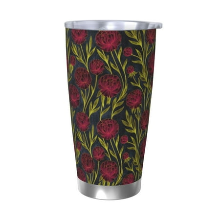 

Vsdgher Burgundy Peony Flowers 20 Oz Stainless Steel Vacuum Insulated Travel Mug Coffee Cup for Home Office Outdoor Works Great for Ice Drinks and Hot Beverage -Without Straw