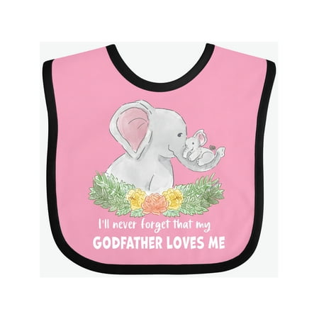 

Inktastic I ll Never Forget That My Godfather Loves Me Cute Elephants Gift Baby Boy or Baby Girl Bib