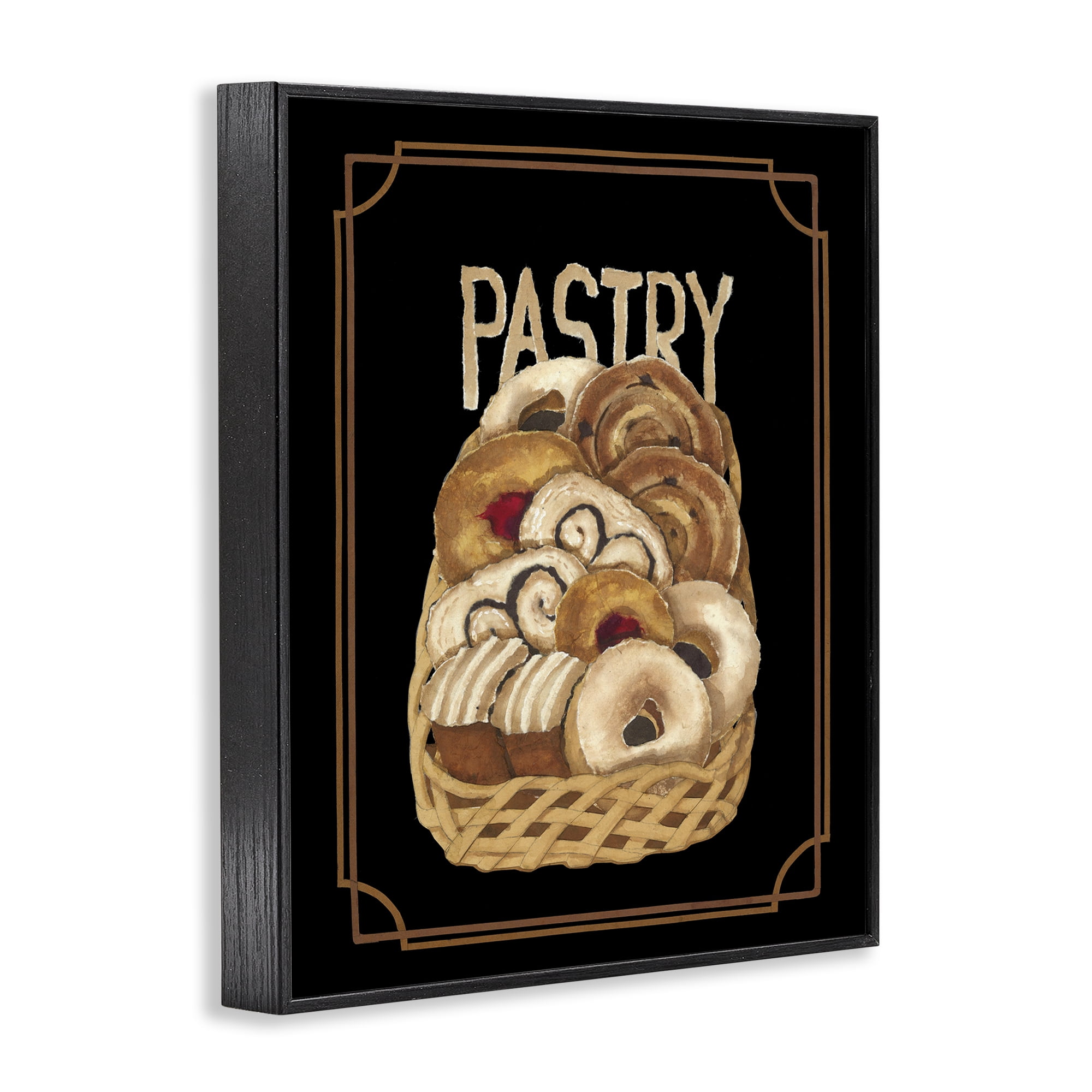 Stupell Industries Traditional Pasty Basket Food & Beverage Painting Black Framed Art Print Wall Art, 11 x 14