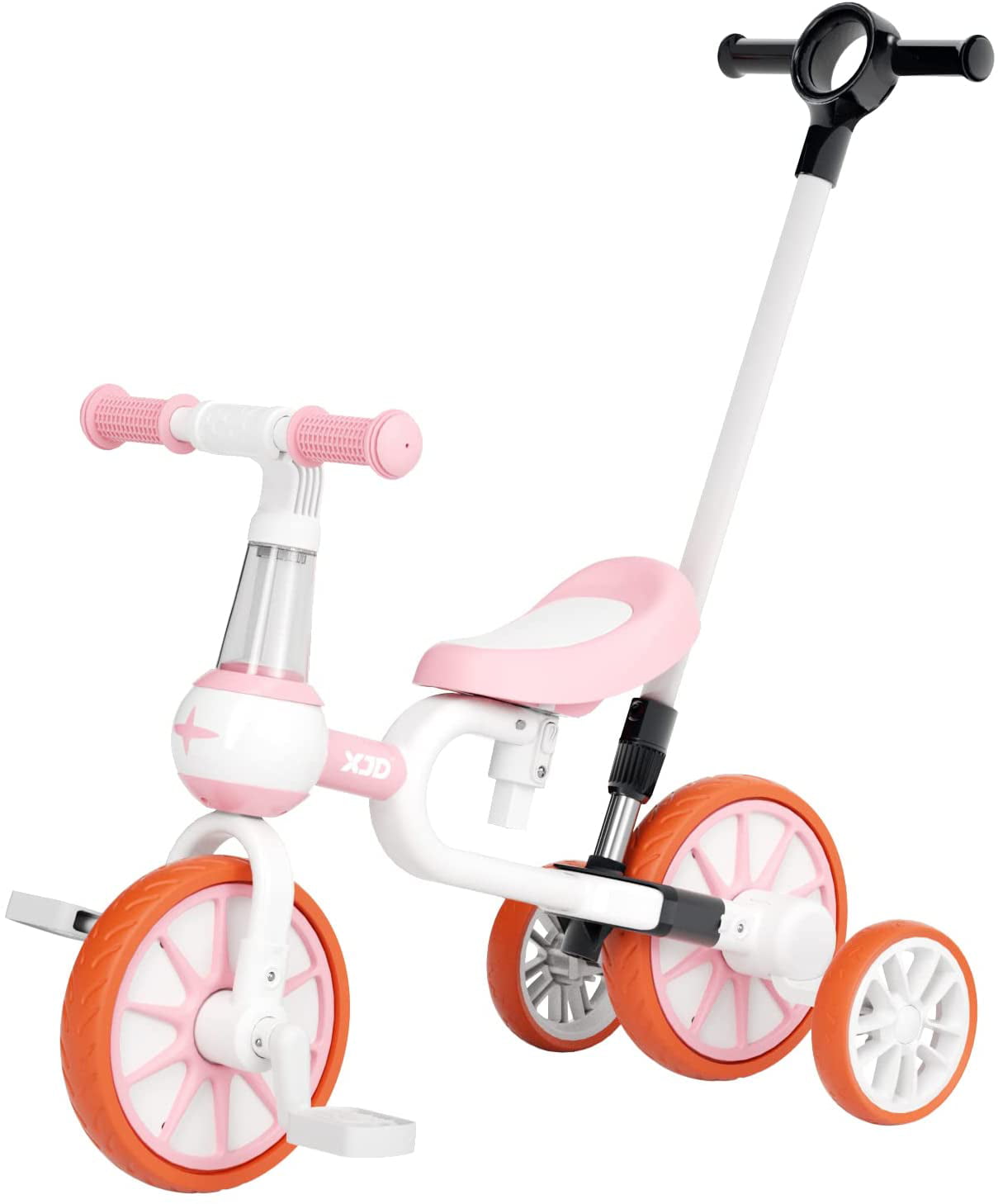 New Classic Toys Baby Wooden Carrier Bike for Old Ride On Trike Toy Toddlers First Tricycle for One Year Old Children Scooter for Age 18 Months with 4 Wheels Pink Color 