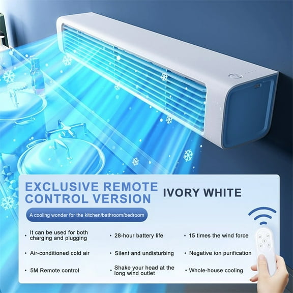 Wall Mount Bladeless Fan - 45dB Quiet Air Cooler for Bedroom, Smart App Controlled Space Saving AC Alternative with Child Safe Design