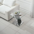 thumbnail image 4 of Modern 3-Piece Glass Coffee Table and End Table Set, High-Transparency Tempered Glass Top and Irregular Stainless Steel Double Base, Cocktail Table, for Living Rooms, Reception Areas, 4 of 6