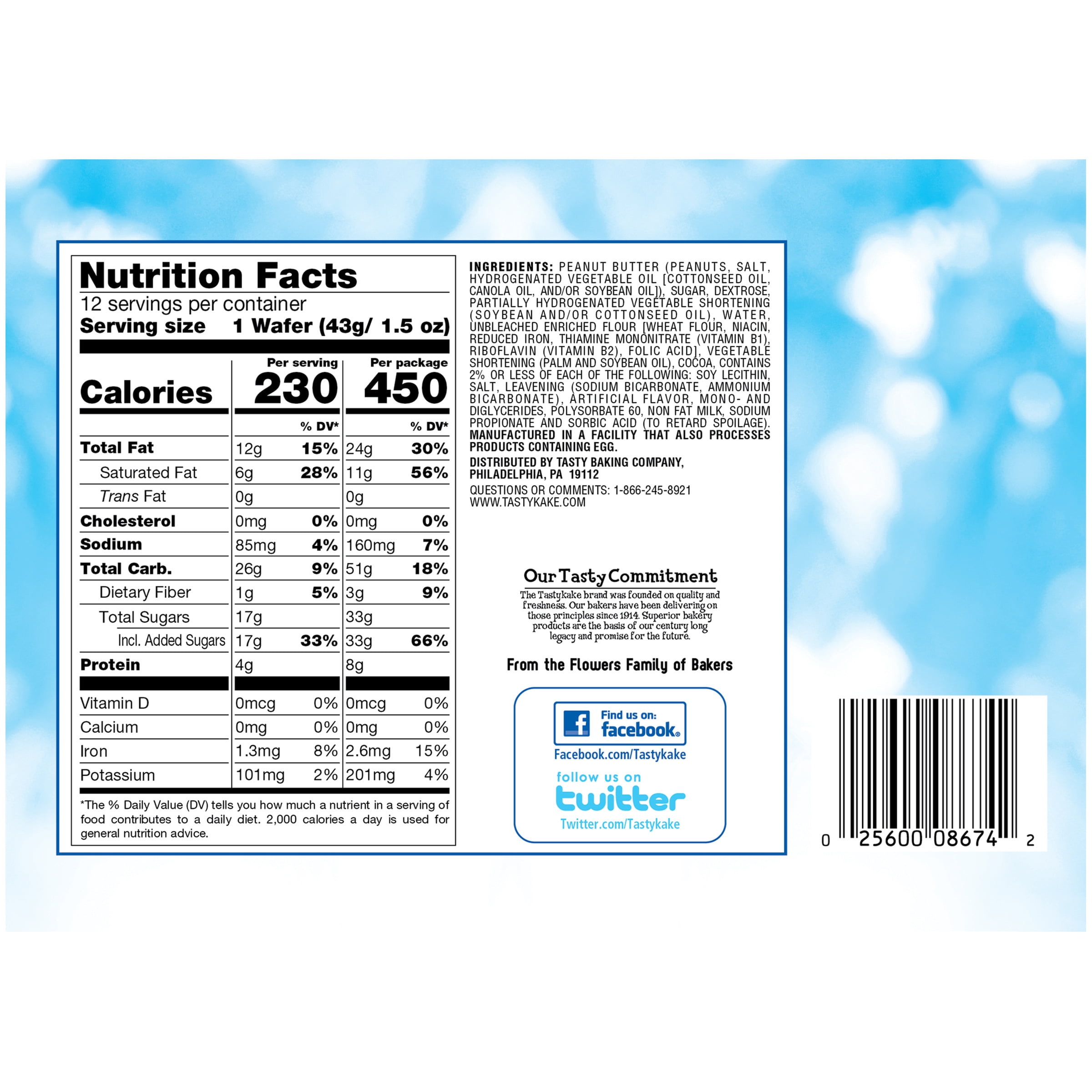 Tastykake Peanut Butter Tastykrisps, 18 oz. Box
