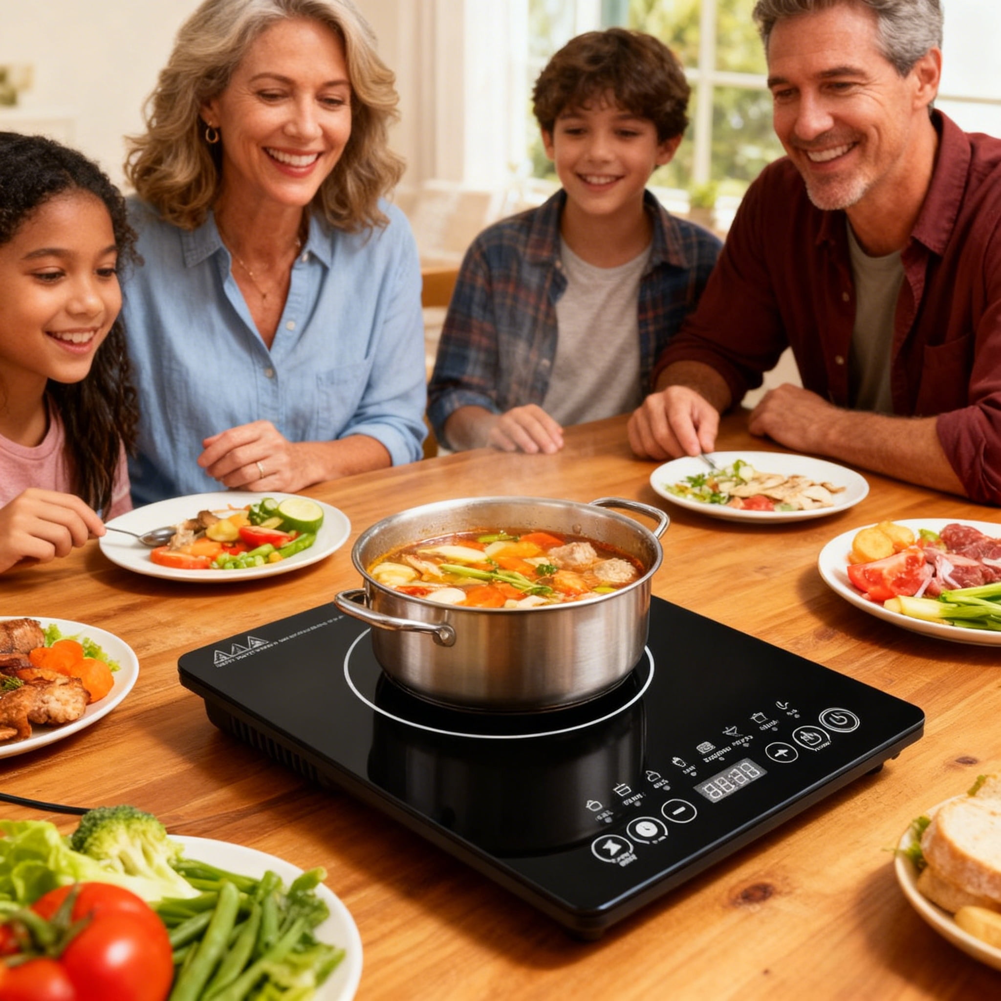 REDUSK 1800W Portable Induction Cooktop, Induction Countertop Burner with LED Display, Hot PlateElectric Stove Top Burner with 8 Temp Setting,Black