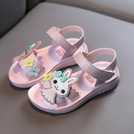 

NEGJ Toddler Kids Baby Girls Princess Shoes Bunny Soft Shoes Summer Hook&Loop