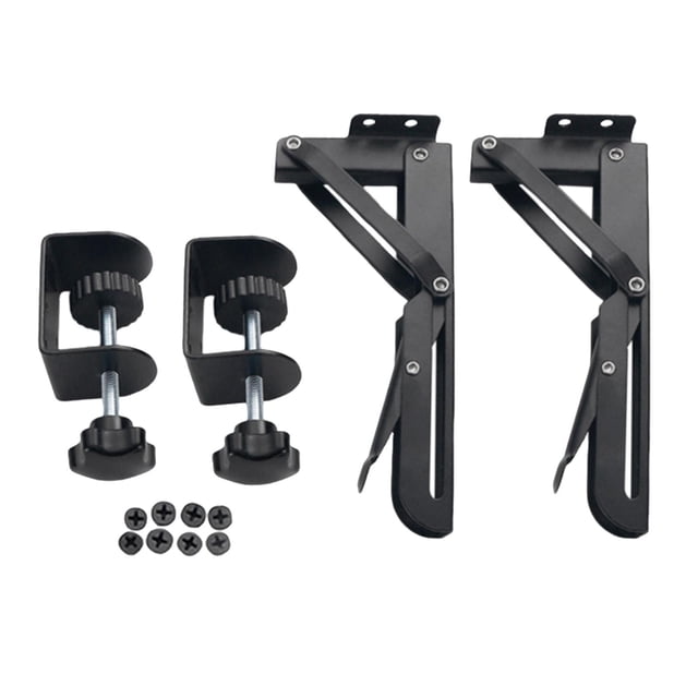 Bandeja para teclado negra, soporte con abrazadera, bandeja plegable para cajón para teclado, altura ajustable de 0,,5 cm, resistente, de acero, Sunnimix Soporte de abrazadera para bandeja de teclado