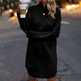 thumbnail image 2 of Winter Savings Clearance! Lindreshi Womens Fall Fashion Sweater Dress Women's Winter Casual Solid Color Knitted Sweater Long Sleeve Round-Neck Dress, 2 of 4