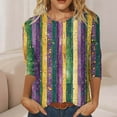 thumbnail image 6 of Mifsaly Womens Mardi Gras Shirts Carnival Mask Print 3/4 Sleeve Tops Comfy Lightweight Festival Blouse Loose Fit Party T-Shirts Spring Summer Going Out Daily Streetwear XXL, 6 of 7
