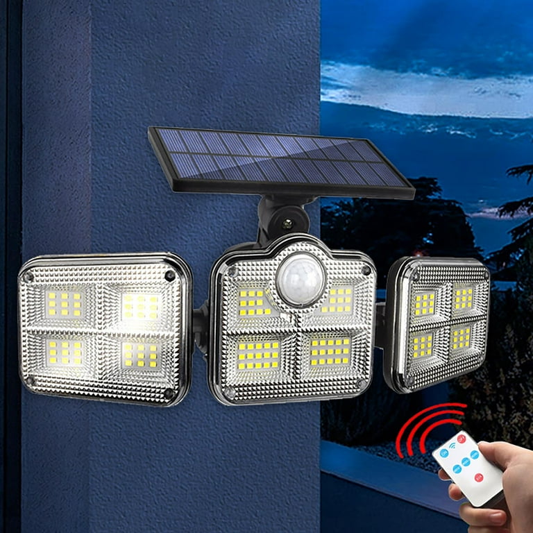 Solar Security Motion Lights - 3 Adjustable Heads, IP65 Waterproof, 6500K Bright Flood Lights For Outdoor