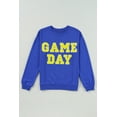 thumbnail image 5 of Women's Dark Blue Game Day Crew Neck Graphic Pullover Sweatshirt with Sequin Design | [ZhiHiMeRi] | (US 12-14)L, 5 of 11