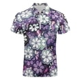 thumbnail image 4 of Grunge Graphic Flower Pattern Men Zipper T-shirt Summer Casual Short Sleeve T-shirt Top, 4 of 7