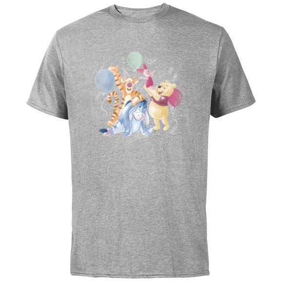 Disney Winnie the Pooh Hundred Acre Wood Birthday - Short Sleeve Cotton T-Shirt for Adults - Customized-Athletic Heather