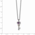 thumbnail image 3 of 925 Sterling Silver 14k Amethyst Diamond Key 18 Inch Necklace Pendant Charm Gemstone, 3 of 7