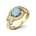 thumbnail image 2 of Mooneye 6mm Round Shape Larimar 925 Sterling Silver Gold Vermeil Solitaire Valentines Day Gifts Ring, 2 of 4