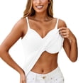 thumbnail image 2 of Camisole Tops with Built-in Bra for Women Sleeveless Spaghetti Straps V Neck Twist Front with Slim Fit Casual Summer High Elastic Cami Shirts, 2 of 6
