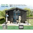 thumbnail image 5 of Jocisland 10x16.6x7.3 ft Metal Storage Shed with Lounge Area, 2 Windows & Vents, Outdoor Tool Shed for Backyard, Weather-Resistant Steel, Dark Gray, 5 of 8